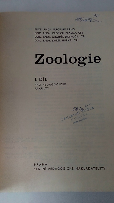 Zoologie, 1. díl